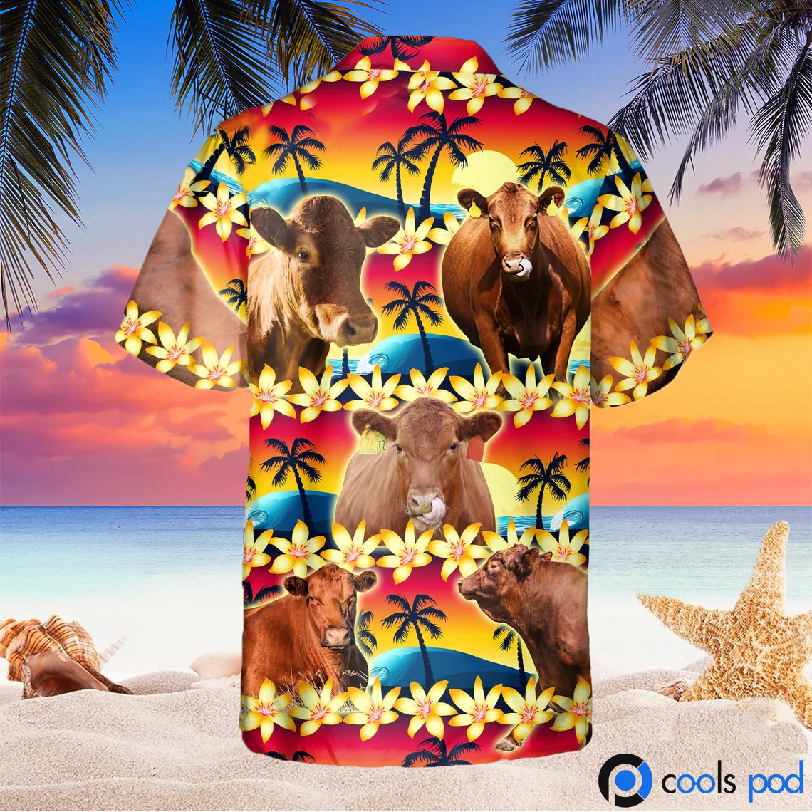 Red Angus Beach Sunset Hawaiian Shirt HO4770