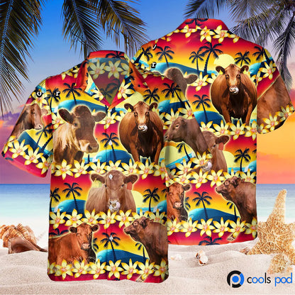 Red Angus Beach Sunset Hawaiian Shirt HO4770