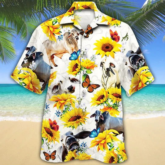 Brahman Cattle Lovers Hawaiian Shirt, Unisex Print Aloha Short Sleeve Casual Shirt HO5061