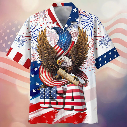 Eagle Usa Independence Day Aloha Hawaiian Shirt For Men And Women, Best 4Th Of July 3D Hawaii Shirt HO0380