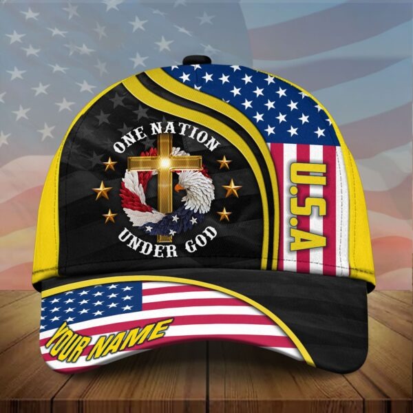 Personalized Premium Eagle Usa Baseball Cap One Nation Under God 3D Printed Classic Hat Multicolor CO0418